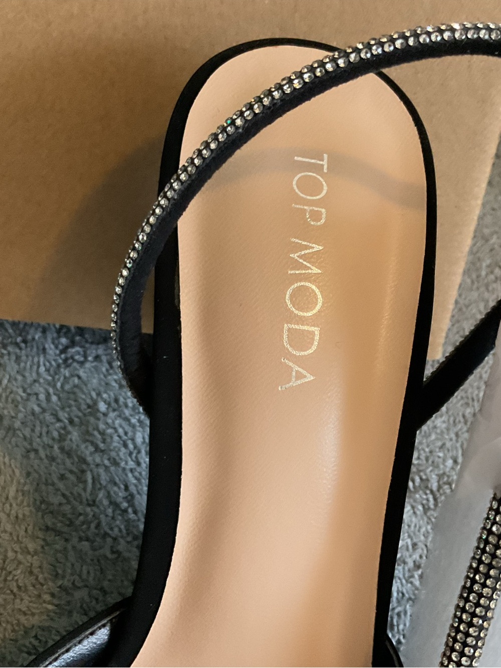 TOP Moda Black Rhinestone Buckle Slingback Mules - Picture 4 of 4